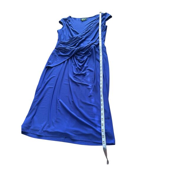Ralph Lauren Dress Women's Plus Blue Ruched Sleeveless Cocktail Hour Size 14 - Picture 8 of 9